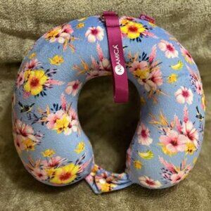 MIAMICA Soft Floral Hibiscus YOUTH Travel Neck Pillow w/ Snap Closure